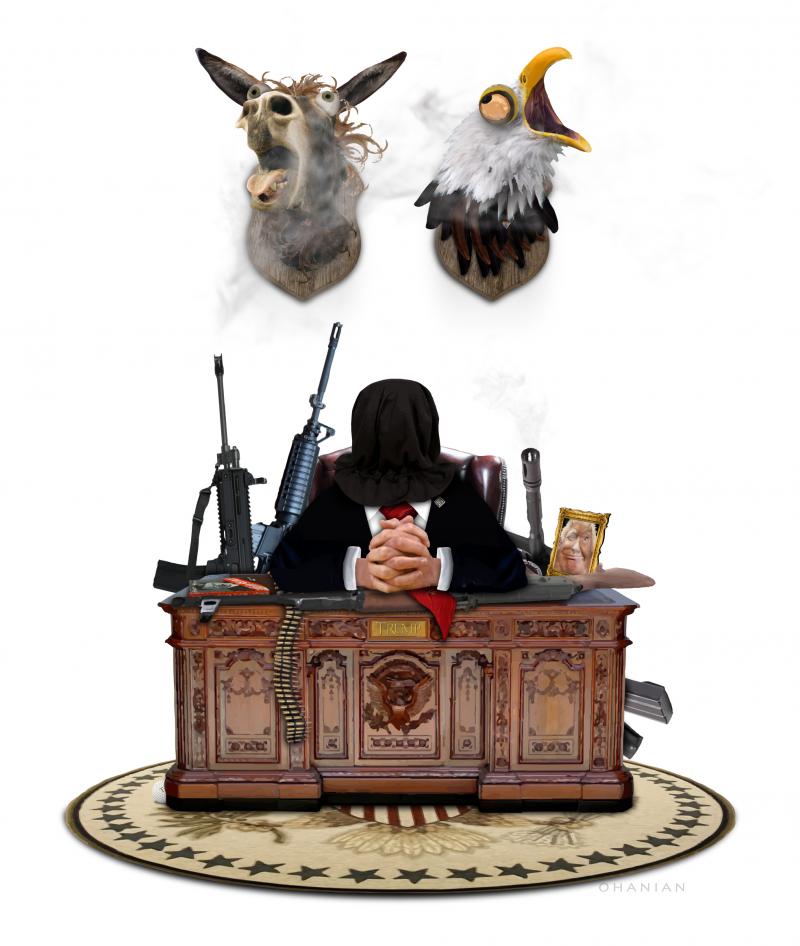 Donald Trump as America's most threatening internal terrorist.