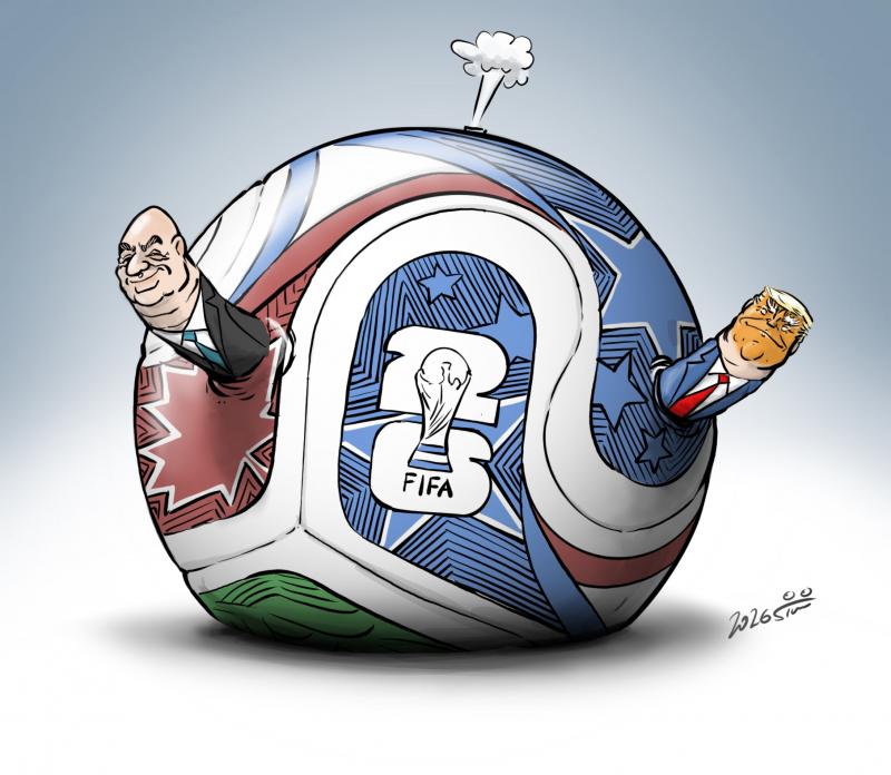 A World Cup 2026 Football as a rotten fruit with two worms peaking out of it.