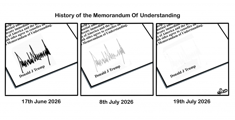 Donald Trump’s signature fading on the MOU with Iran until it disappears entirely