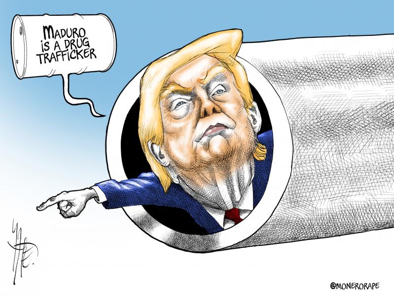 Trump says the crazy thing that Venezuela's oil belongs to the United States and that Maduro is a drug trafficker