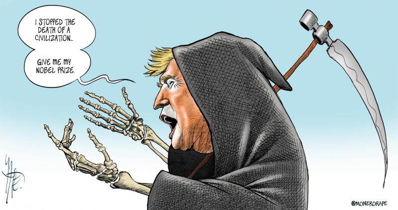 Trump creates death, he threatens, and he backs down.