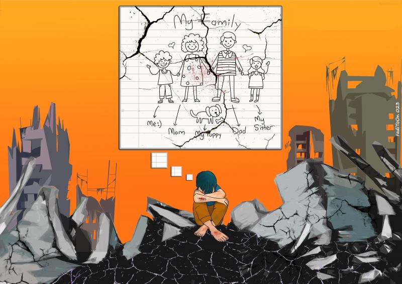 Cartoon about the earthquake in Turkey and Syria