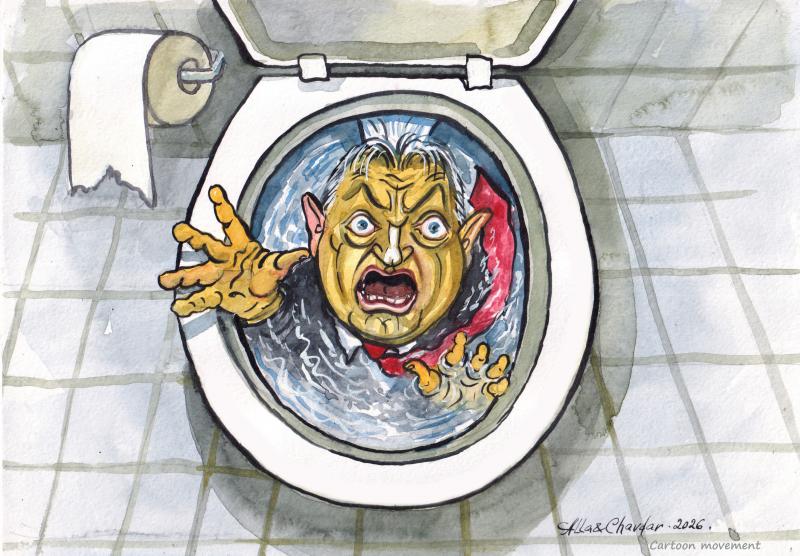 Orban in the toilet bowl