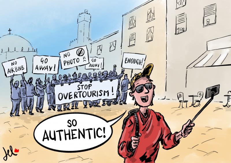 Overtourism del rosso cartoon