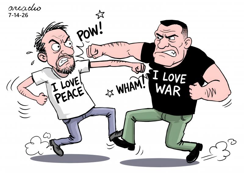 Fight Between Peace and War Supporters.