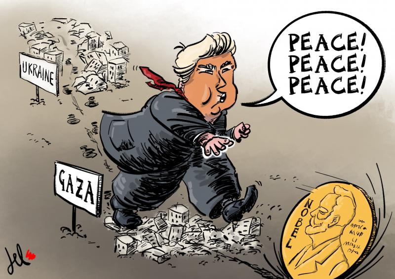 peace prize trump gaza cartoon