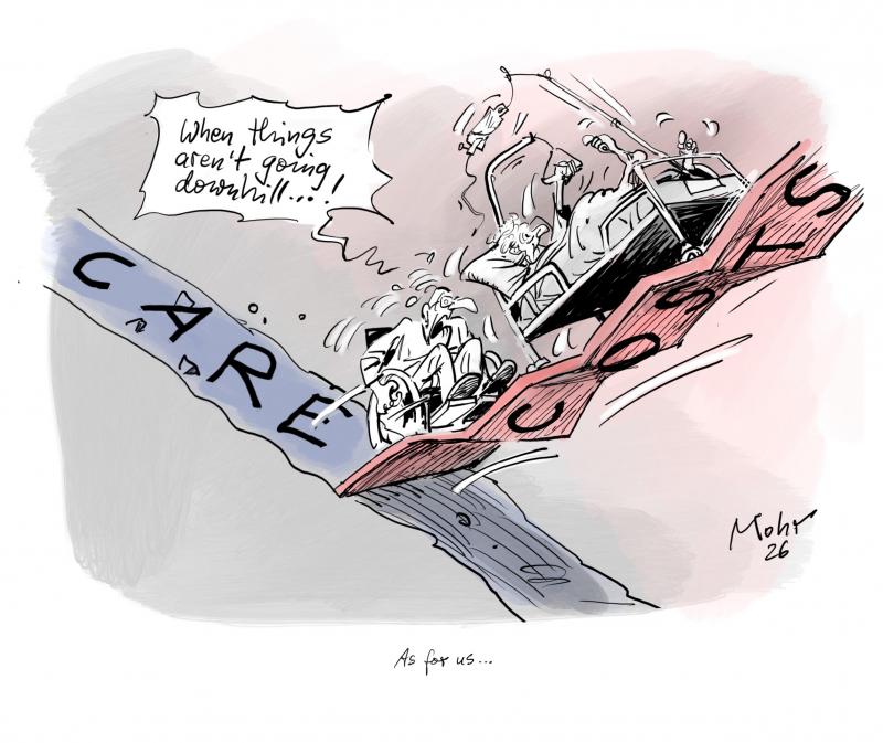Care and costs as downwards with service and upwards with costs
