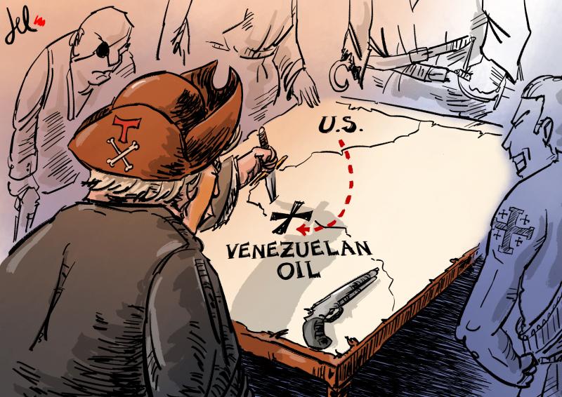 usa attacking venezuela cartoon del rosso
