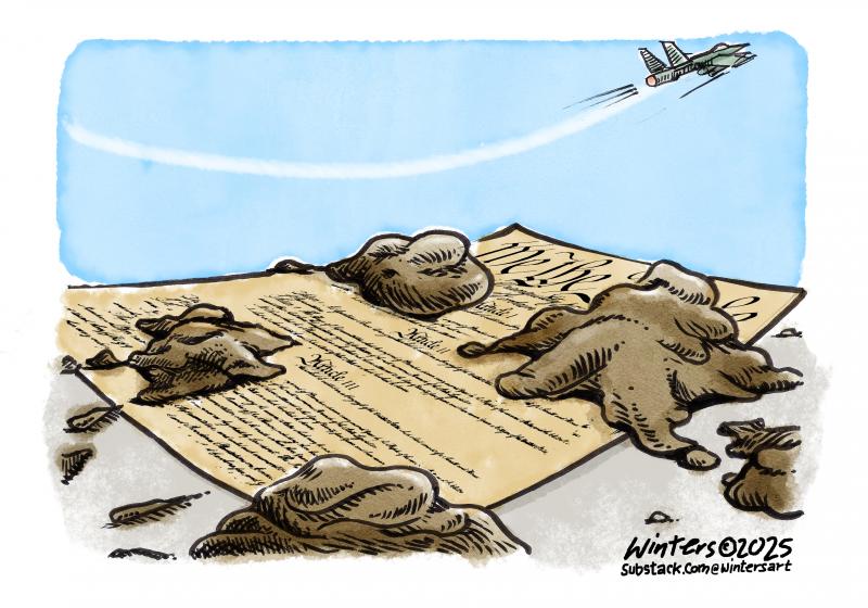 Trump Bomber jet dropping feces on the U.S. Constitution