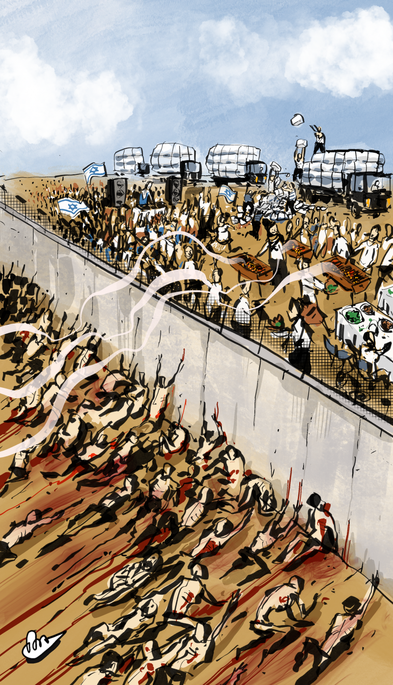Israeli settlers sadism at the Gaza wall