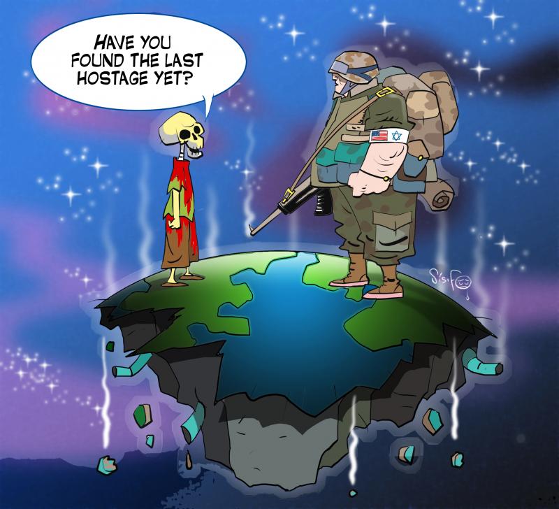 Cartoon about the destruction