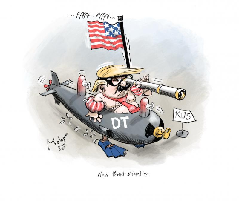 Trump as an neuclear submarine in order to put Putin under pressure concerning the Ukraine war.