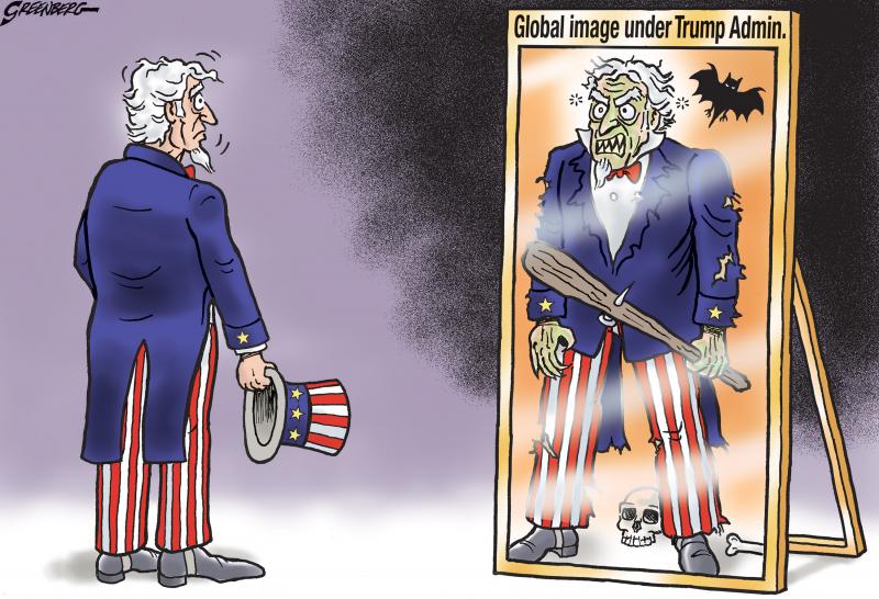 Uncle Sam now sees a monstrous version of himself in a mirror