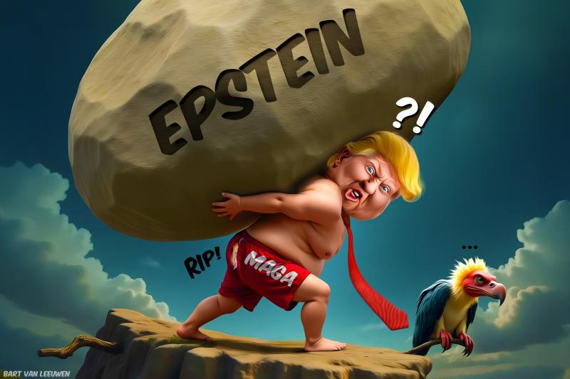 Trump carrying big rock on back