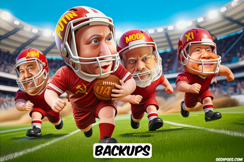 putin, xi, modi, kim as american football players