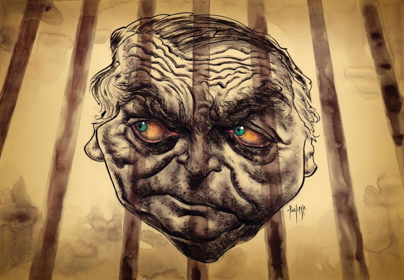 Caricature of bolsonaro in prison