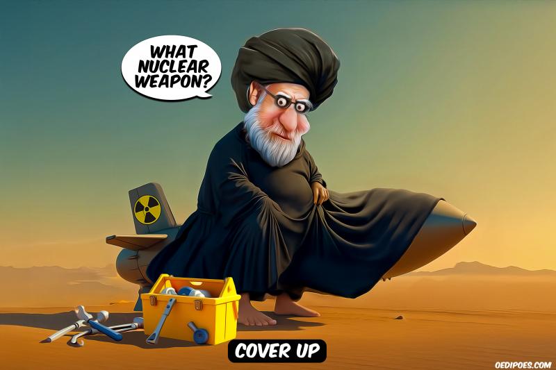 Ali Khamenei sitting on nuclear missile