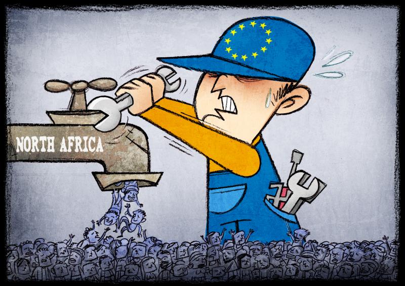 Cartoon about migration to Europe