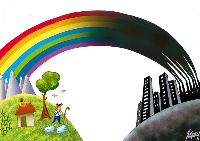 Cartoon about pollution and nature