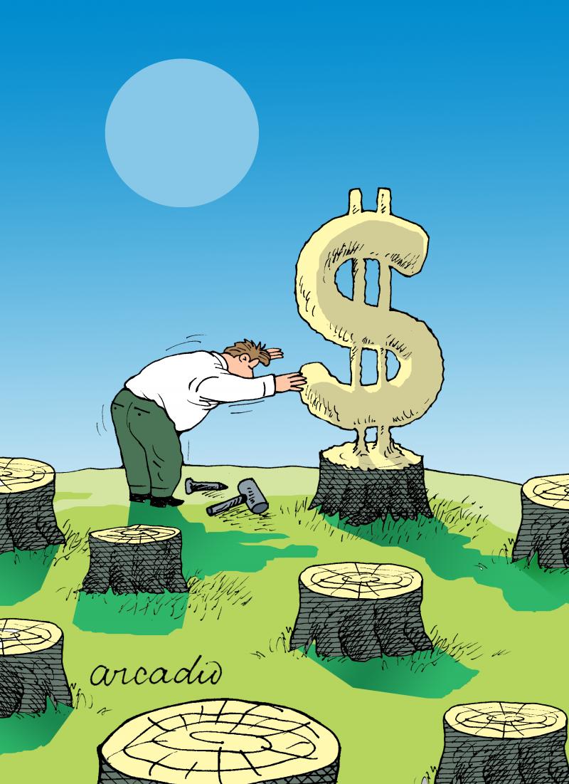 Cartoon about deforestation