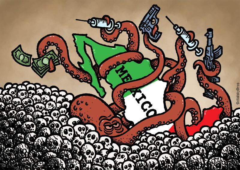Cartoon about the drug war in Mexico