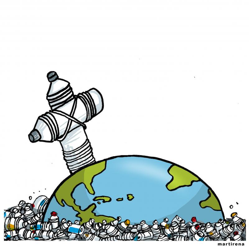 The problem of plastic for the earth Cartoon Movement