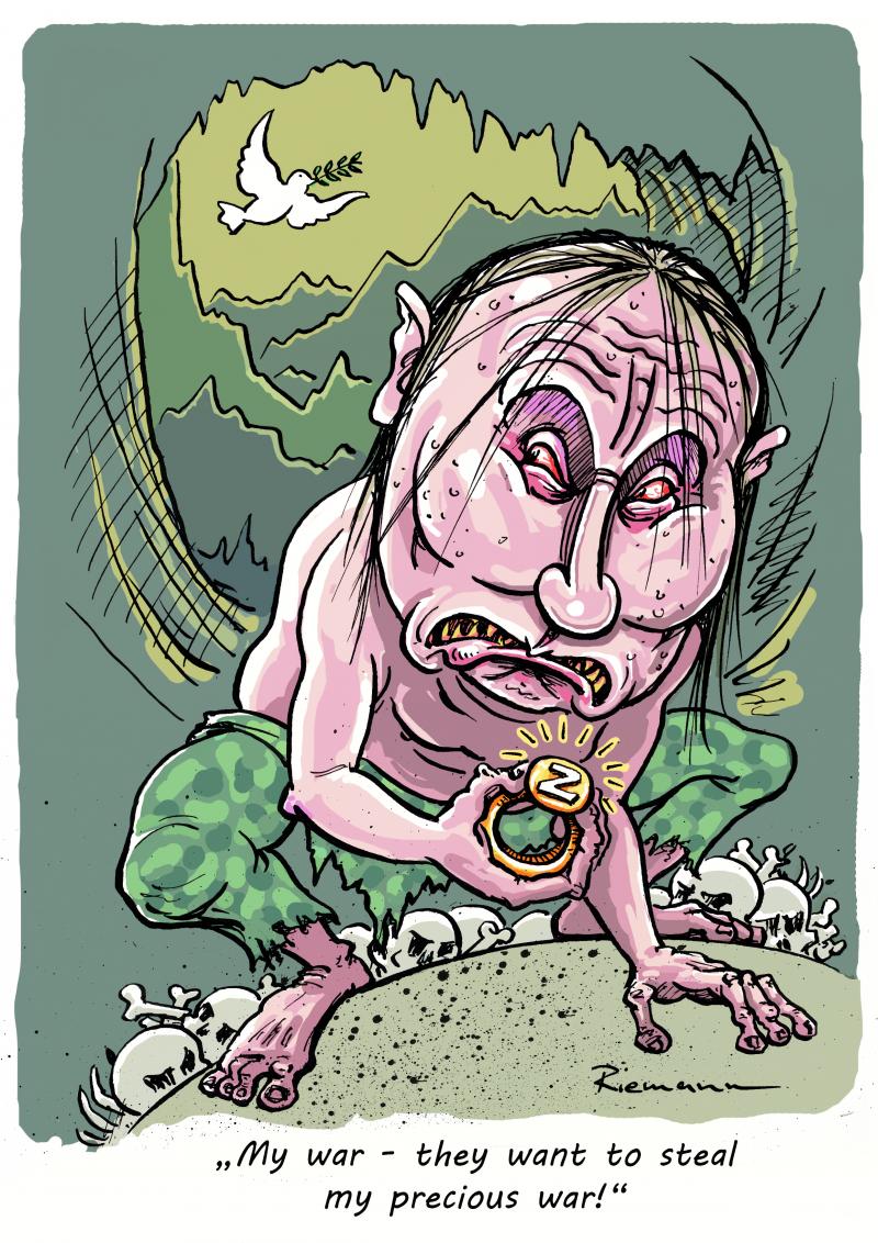 Putin as Gollum, scared that his precious war could end.