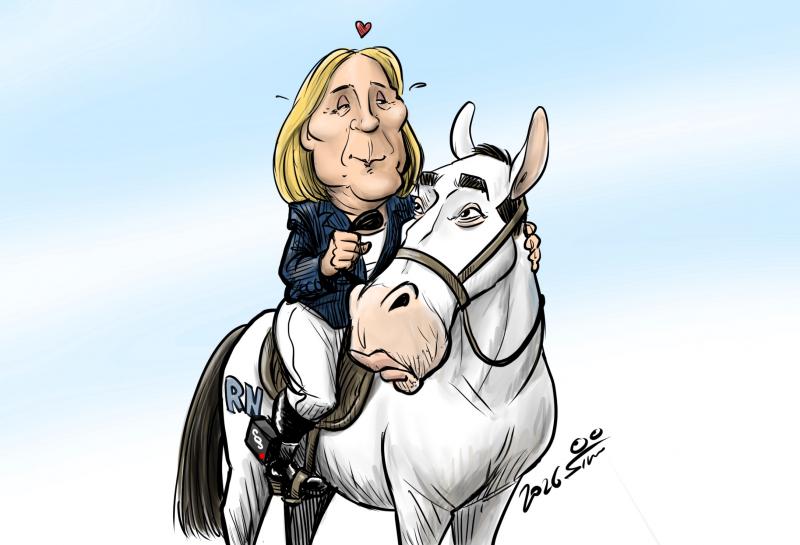 Marine Le Pen and Jordan Bardella, horse and rider.