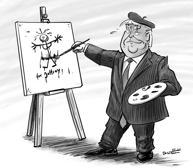 Trump painting a picture for Jeffrey Epstein