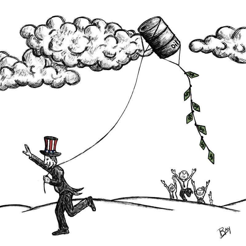 USA flying an Oil Barrel as a kite