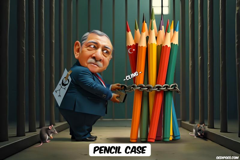 Erdogan locking up group of pencils