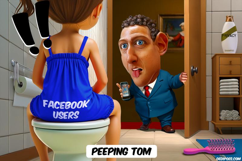 Zuckerberg entering bathroom while girl on toilet