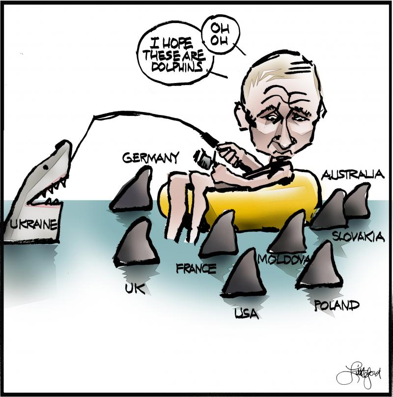 Putin surrounded by sharks