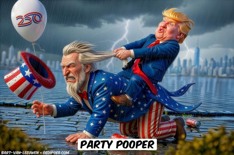 Trump riding Uncle Sam