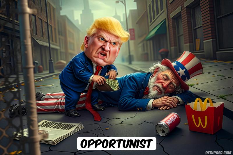 Trump stealing Uncle Sam's wallet