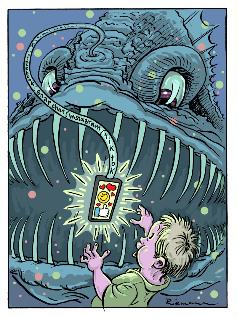 A child is being made addicted to social media by false promises.