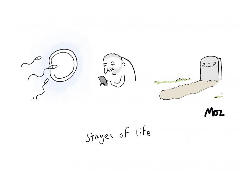 We are born, we look at our phone, we die