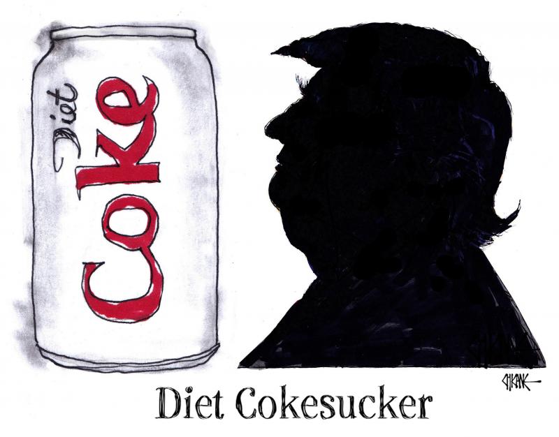Trump and his favourite beverage, Diet Coke.