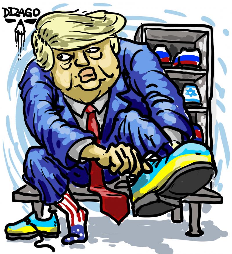 Trump reloads — now aiming at Moscow. The boots may be the same, but the marching orders change overnight. (Dizago)