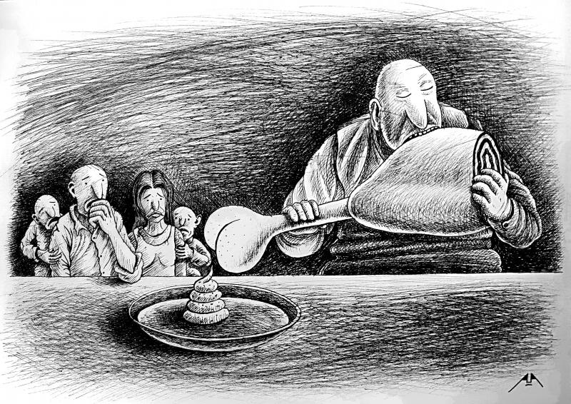 Some tables are fed not by labor, but by human desperation. As the system of consumption grows, humanity shrinks.