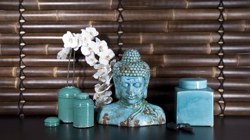 Statuette déco de bouddha turquoise
