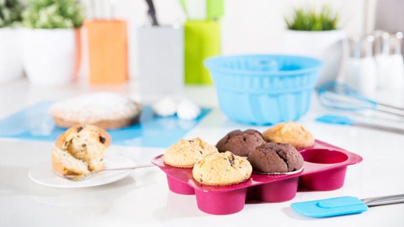 Moule pour muffins rose en silicone