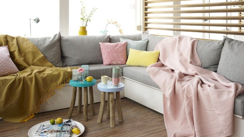 Bytový textil v pastelových farbách