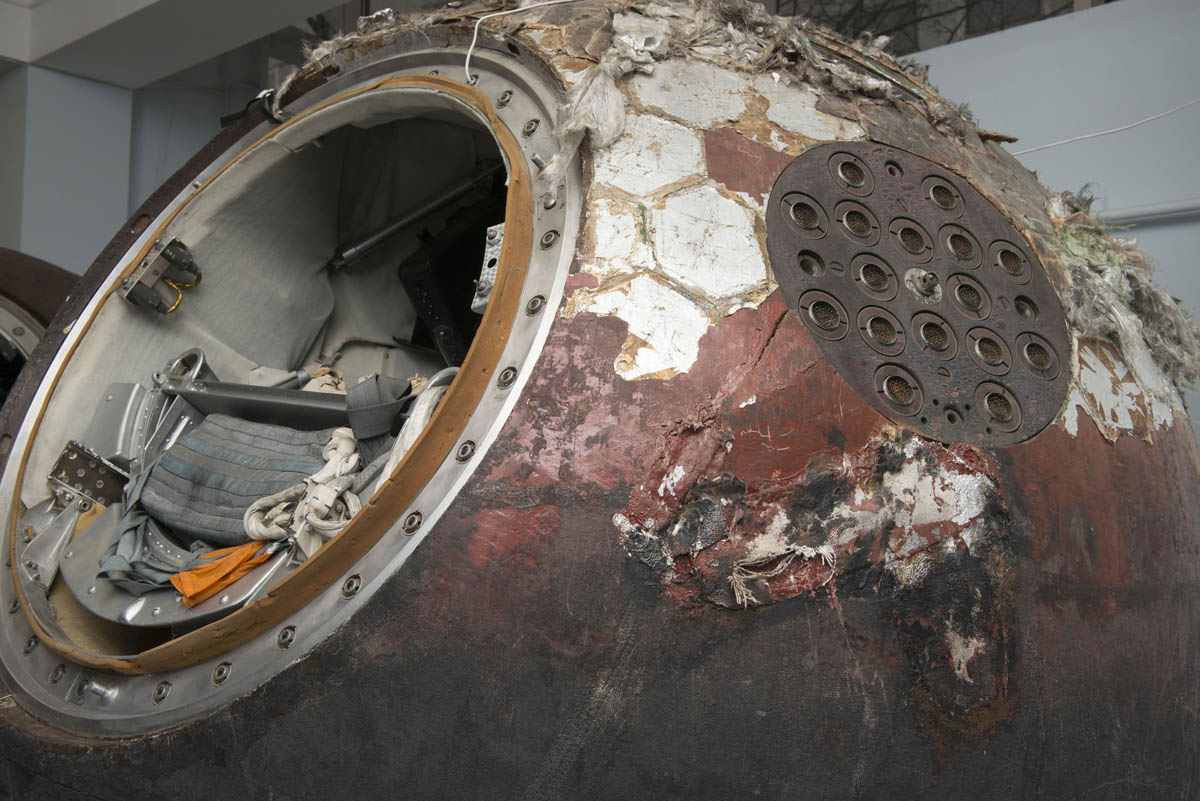 Close up of Vostok 6 descent module, 1963, c. Energia. Photo c. State Museum and Exhibition Centre ROSIZO