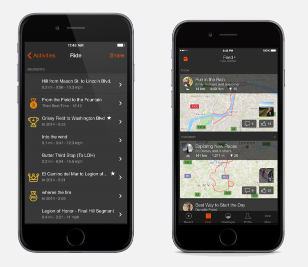 Starve displays your 'achievements' and Feed of other users' activities