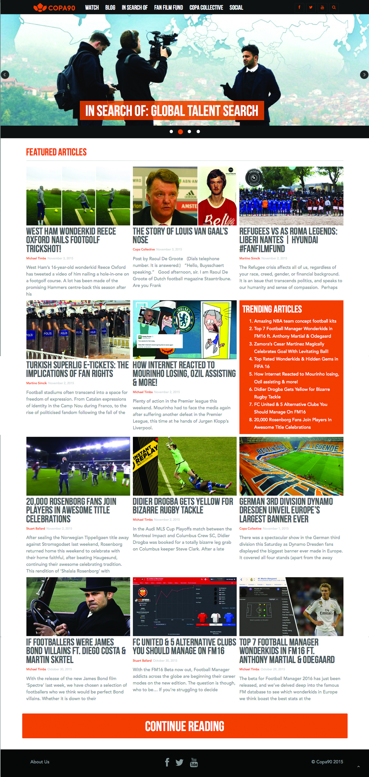 Homepage at copa90.com.
