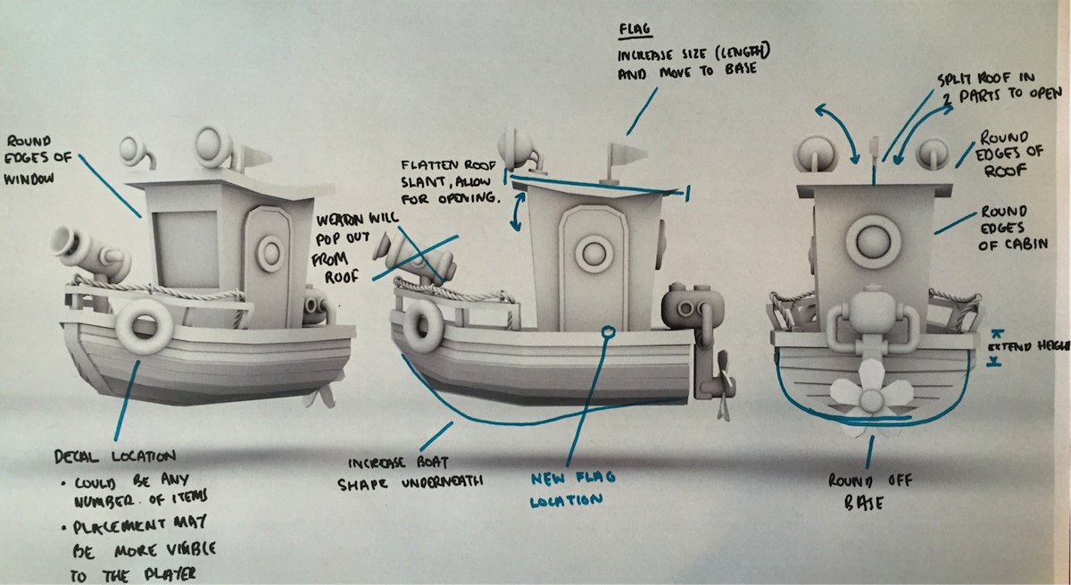 Early boat designs for the game