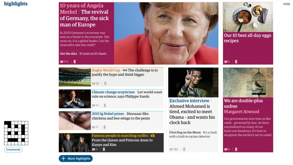 A grab from The Guardian website which demonstrates how the brand uses colour