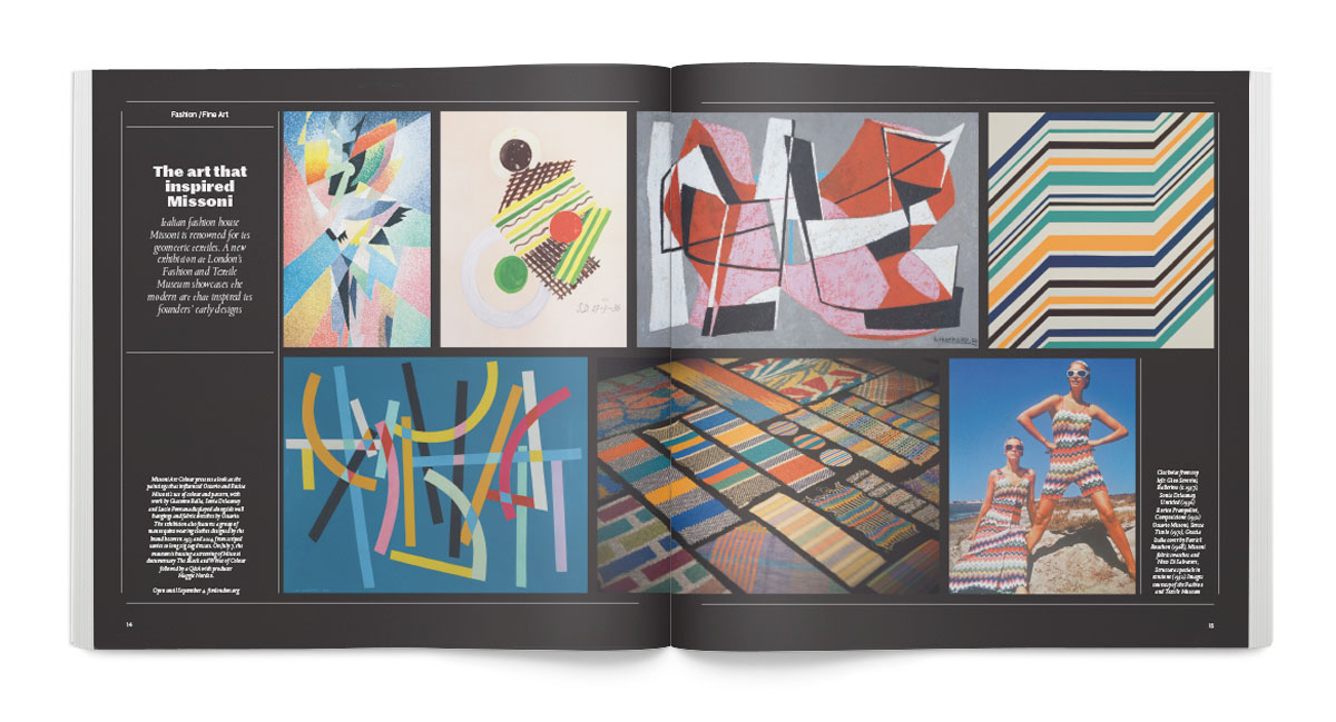 The modern art that inspired Missoni’s iconic textiles is revealed in a show at the Fashion and Textile Museum