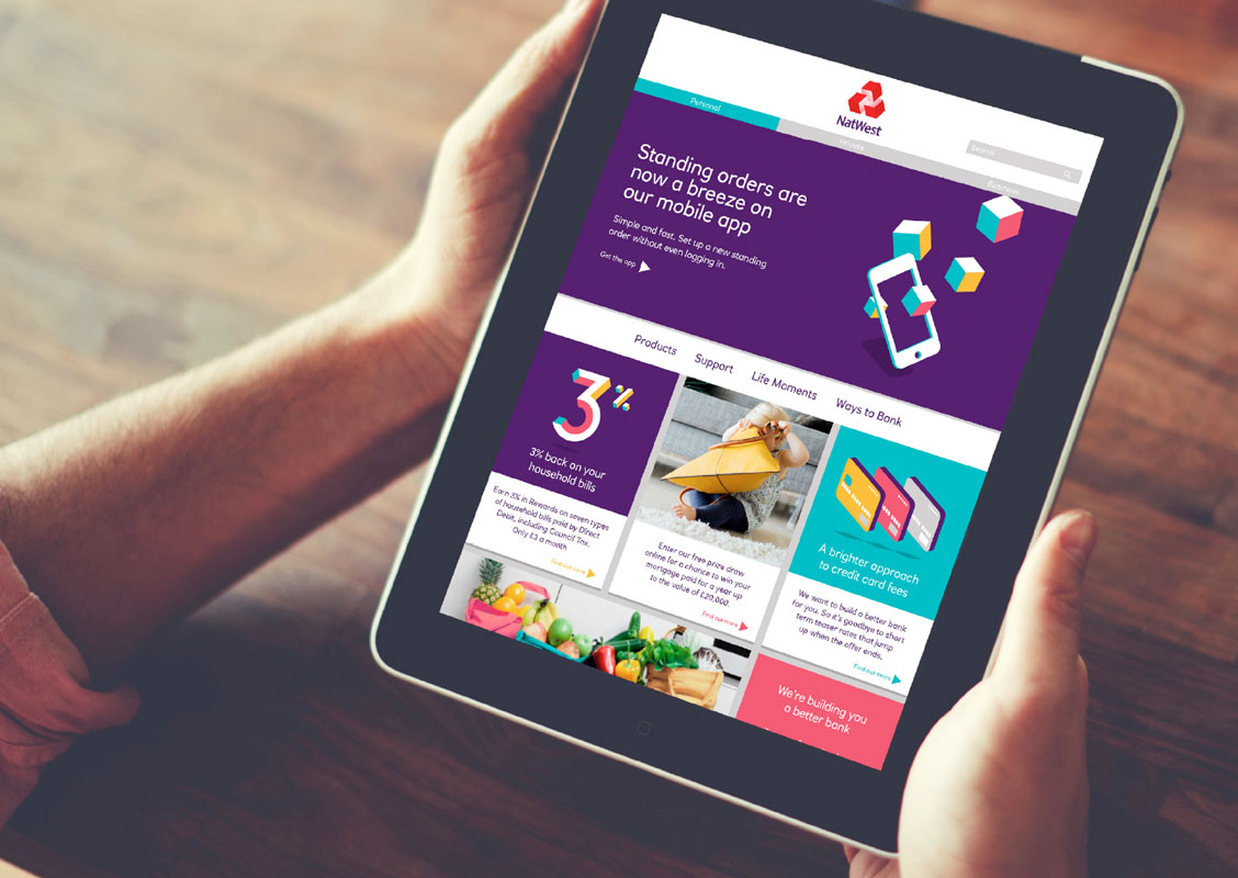 The new NatWest branding in use online